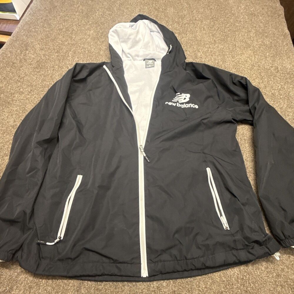 New Balance Jacket Kids XL Black Hooded Full Zip Track Colorblock Running Top
